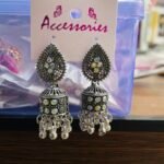 women's vintage Ethnic White Gold Indian Style Earrings
