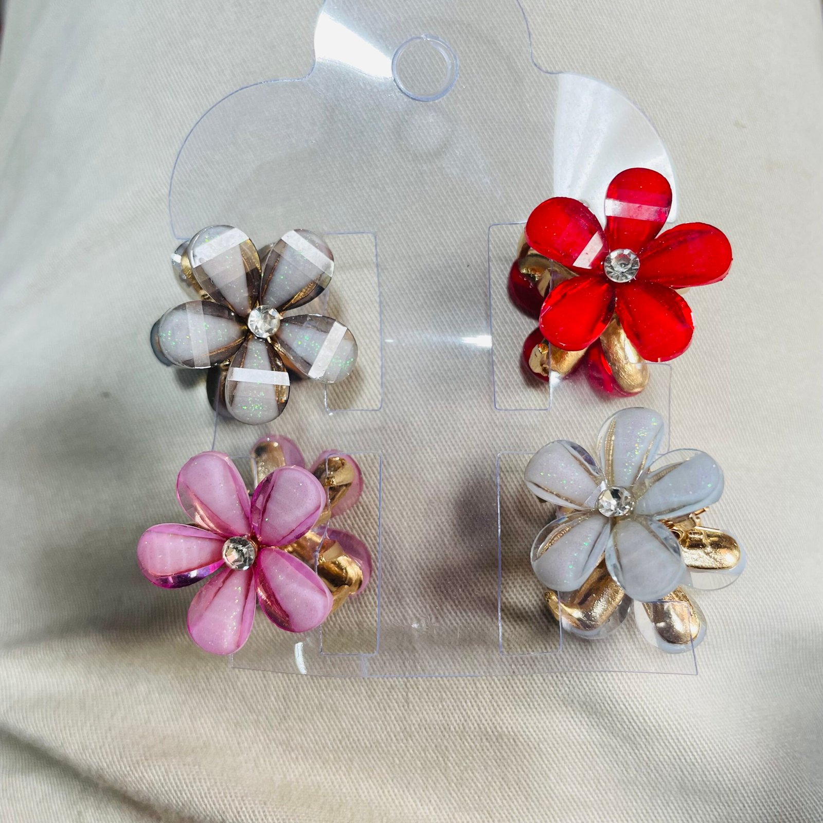 4 Pcs Small Flower Shape Braided Hair Claw Clips Ladies Fashion