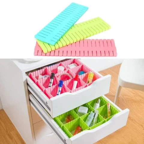 4 Pcs Adjustable Interlocking Drawer Dividers