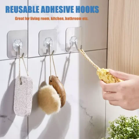 Pack of 10 Transparent Self Adhesive Hooks