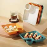 Pack of 4 Plastic Square Snack Dumpling Plate