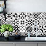 12pcs Black & White Tile Stickers – Waterproof Peel & Stick Home Decor