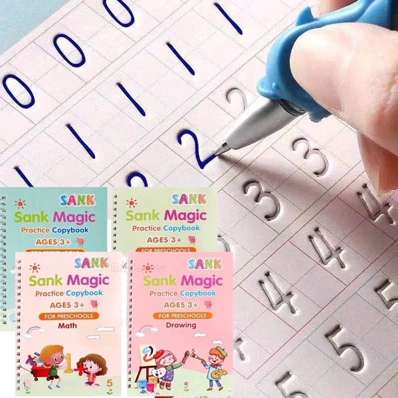 Sank Magic Practice Copybook Pen Preschools Kids 4-Pcs